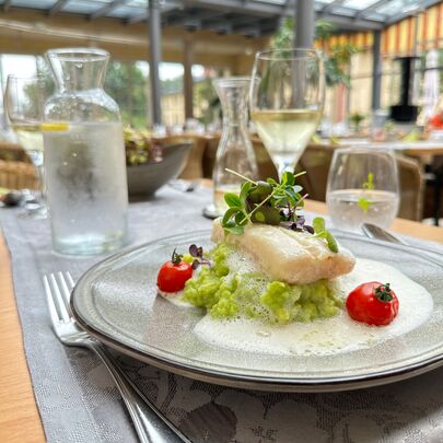 Pochierter Kabeljau - Sommerkarte im Parkhotel Bad Schandau